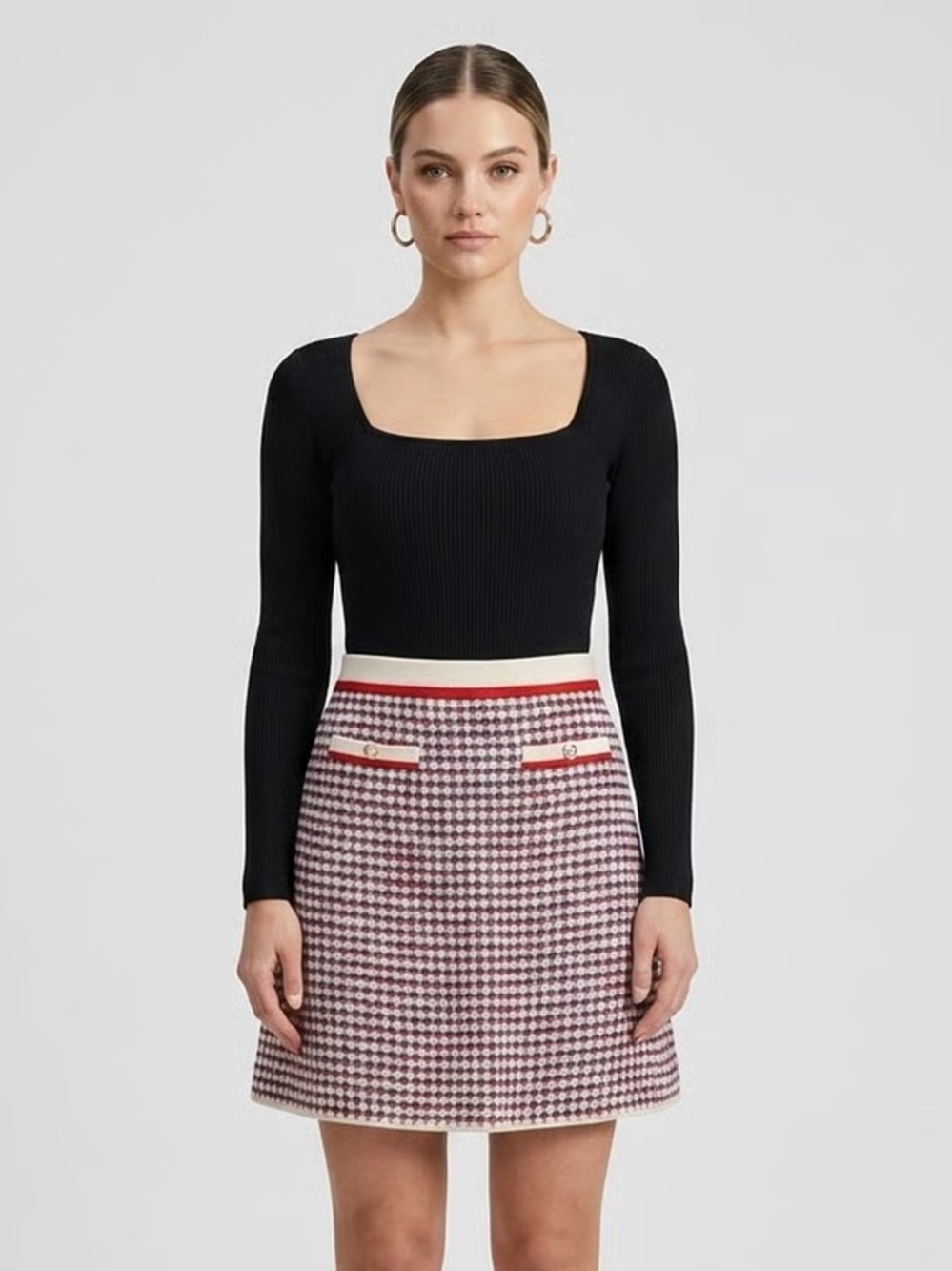 Sandro • Rizal A-line tweed knit mini skirt